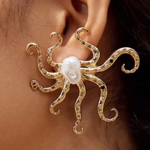 Anthropologie Jewelry - Gold Octopus Statement Earring Trendy Earrings